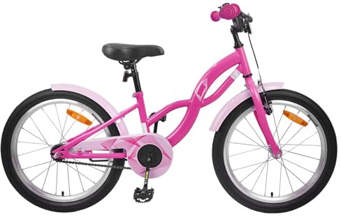 vidaXL Barncykel 20 Tum för 6-11 år gamla Mörkrosa, Äventyr väntar, klassisk barncykel med justerbara styren och säte, cykel för unga