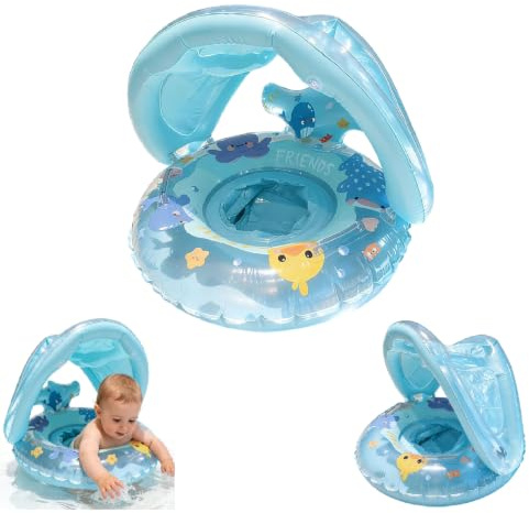 Bouée Bébé - Bouee Bebe Piscine avec Pare AuventUPF 50+, Démontable Piscine Empêcher Le Retournement Flotteur De Piscines pour Tout-Petits, pour Bain, Plage, Fête Piscines Extérieur (0-4 Ans)