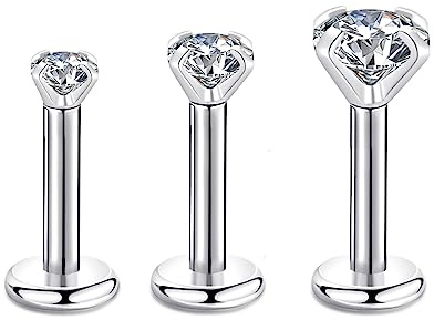 Candyfancy 16G/1.2MM Helix Tragus Piercing Ohr Lip Labret 2/3/4MM Kubikzirconia Gem Ohrschmuck Kristall Knorpel Ohrstecker Zirkonia Ohrringe für Damen Mädchen