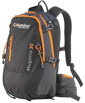 COLUMBUS Sac à Dos Trekking Mugarra 30 Sac à Dos Randonnée Femme Homme 30 litres Voyage Camping Escalade Couleur Noire avec Orange