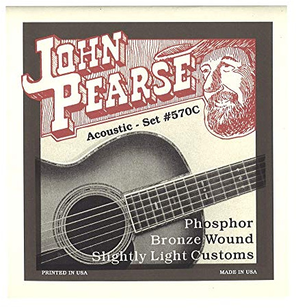 John Pearse Strings® 570C Jeu de Cordes pour Guitare Acoustique - Phosphor Bronze Wound - Slightly Light Customs 11-52