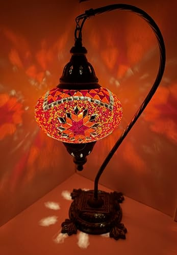 Samarkand - Lights Handgefertigte Mosaiklampe Orientalische Türkische Marokkanische Dekorative Mosaik Tischlampe Mosaik - Stehlampe L Orange Stern