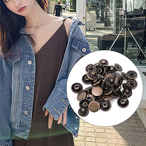 Bottoni Pressione 50 Pezzi Ottone 12.5mm Bronzo, Automatici Tondi per Cucito Abbigliamento Giacche Jeans, Chiusura a Scatto 4 Parti, per Sartoria Fai da Te Riparazioni Borse Zaini