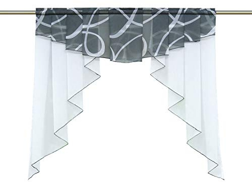 Joyswahl Scheibengardine Voile Bistrogardine »Alice« mit Kreise Druck Raffrollo mit Stangendurchzug und mit Kräuselband BxH 120x125cm Grau 1er Pack