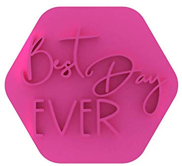LissieLou Best Day Ever Cookie Stamp Wedding Love Icing Fondant Embosser - Light Pink