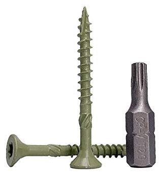 (Pack of 100 pcs) Green Anti-corrosion Finish 4.0 x 40 mm Timber Decking Screws, Wood Screws, Torx Head, Type 17, Countersunk Head, Exterior Screw (100, 4.0 x 40 mm)