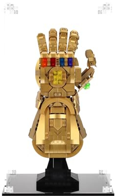 icuanuty Acryl Vitrine für LEGO Marvel Super Heroes Infinity Handschuh 76191/76223, Staubgeschützte Aufbewahrung und Organisation Vitrine für LEGO Modell, Größe: 15x15x35 cm(Nur für LEGO Vitrine)