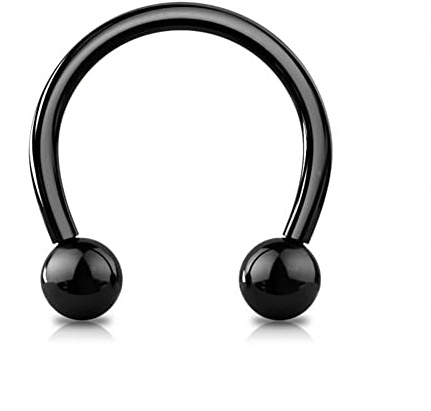 Jewel Barrel Hufeisen Piercing Septum Nase Ring Ohrringe Nasenpiercing Hoop 16G, 6mm 8mm 10mm Chirurgenstahl Helix Tragus Nippel Körperschmuck (Black, 8)