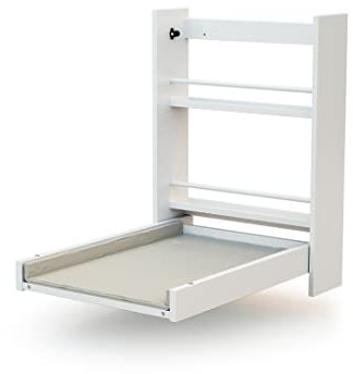 AT4 - Wandmontierter Wickeltisch + ESSENTIEL-Matratze Weiß | Maße geöffnet (L x B x H): 56 x 77,5 x 78 cm | Gefaltet (L x B x H): 56 x 18 x 78 cm | Matratze inklusive | Einfache Einhandbedienung