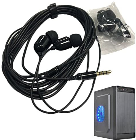 Idezek Auriculares Extra Largos - Auriculares con Cable con cancelación de Ruido del micrófono | Bloqueo de Auriculares de botón de Graves con Cable para Uso de Larga Distancia para computadora