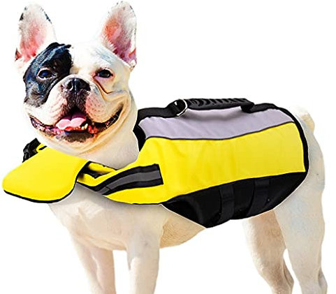 Hund Schwimmweste Sommer Sicherheitskleidung Weste Reflektierende Kleidung Schwimmweste Haustiere Sicherheit Schwimmanzug Atmungsaktive Französische Bulldogge (Gelb)