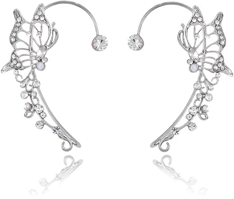 Wensmy 1 Pair Elf Ear Cuffs Ear Wrap Earrings Fairy Cuff Earrings Elf Wrap Earrings Vintage Ear Cuff Earrings Clip- on Ear Cuffs Earrings No Piercing Ear Clip for Women Girls (Elf), 6.5*3.5cm