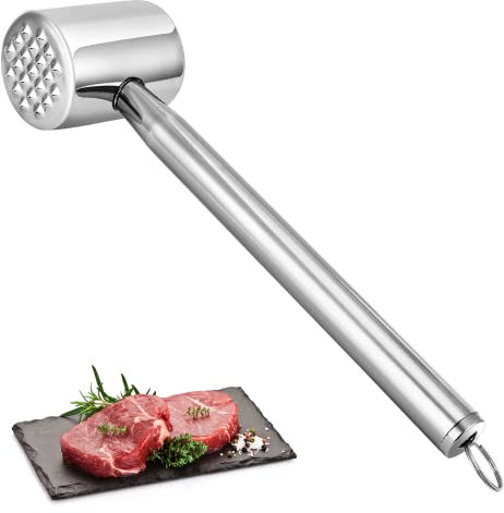 Ablandador de Carne, Mazo para Carne Doble Cara, Martillo ablandador de Carne de Acero Inoxidable Herramienta de Cocina, Mazo de Carne Profesional, para Filetes,Pollo,Cerdo, Aptas para el lavavajillas