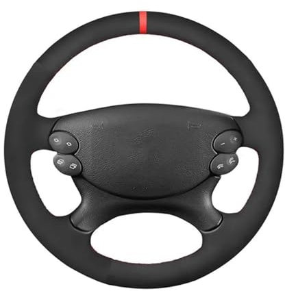 KWAYA Lenkradbezug Für B&ENZ Für E-Klasse W211 Für CLK-Klasse C209 A209 C219 W463 Für SL-Klasse R230 Auto Lenkrad Abdeckung Angepasst Geflecht Wildleder Leder Lenkradabdeckung (Size : Red Thread)