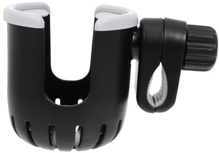 DRESSOOS Flaschenhalter Für Kinderwagen Und Fahrrad Drehbar Sicher Schwarz Grau Mit Abnehmbarem Design Für Getränke Und Snacks