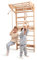 Wood And Hearts Drinnen Schwedische Leiter mit Seilzubehör, Kletterüberwurf für Kleinkinder, Baby-Kletterstruktur, Kinderkletterer in natürlicher Holzfarbe (Mit allem Zubehör)