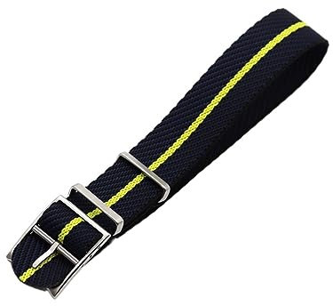 MAMA'S PEARL Weben Nylon Armband 20mm 22mm Männer Streifen Sport Leinwand Band Armband Armband Fit For Tudor Uhr Strap Zubehör(Navy blue Yellow,22mm)