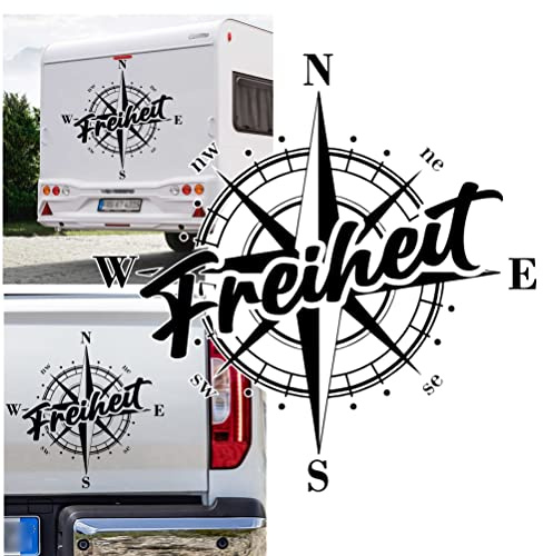 Rakelfix Kompass Freiheit Camper Urlaub Ferien Aufkleber Apassbar Wohnmobil Auto Autoaufkleber Sticker Kompassrose Windrose Camper