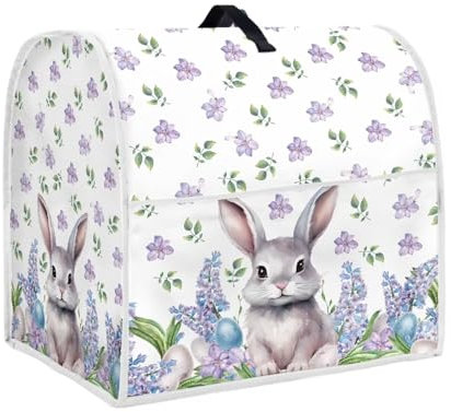 HOWILATH Rabbit Floral Kitchen Appliance Cover Compatible with 6-8 Quarts Stand Mixer, Easter Decor Suitable for Small Domestic Appliances-Large L