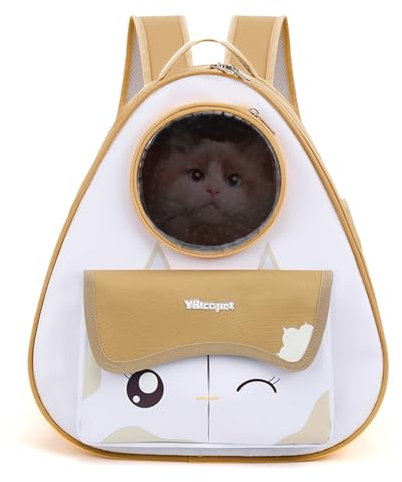 PETCUTE Katze Rucksack,Faltbare Haustier Träger Rucksack für kleine Katzen und Hunde, Hund Träger Rucksack mit Innerer Sicherheitsleine,Atmungsaktive Rucksack für Hunde mit Netzfenster