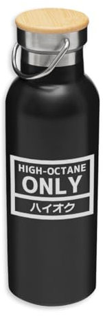 High Octane Only JDM Japan Kanji Eco Thermoskanne, Edelstahl, Isolierflasche, Bambusdeckel