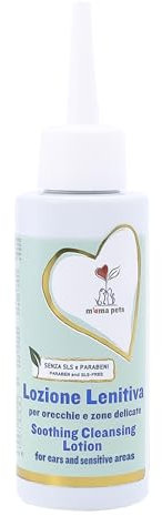 Mama Pets Lozione Lenitiva per Orecchie e Zone Delicate di Cani e Gatti 100 ml; Allevia Prurito Irritazioni e Secchezza, Detergente Idratante con Estratti di Camomilla