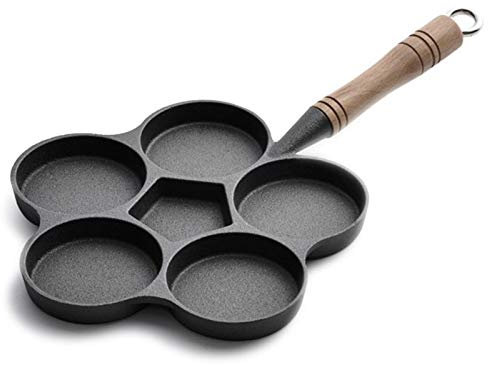MYVVKIA Bratpfanne, Bratpfanne, Eierbratpfanne, Gusseisen, 6 Roste, Spiegeleierkocher, Pfannen, Induktion, Pfannkuchen-Omelettpfanne, Sparen Sie Lebensmittelöl, Schwarz