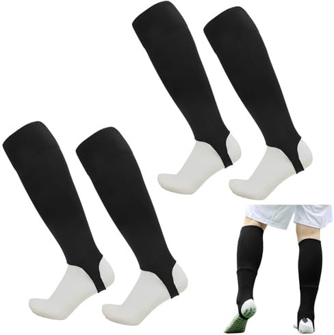 Megcdtr Fußball Stutzen, 2 Paar Kinder Herren Stutzen, 47.5 * 10cm Core Stutzen, Herren Stutzen Team Geeignet für alle Arten von Jugend und Erwachsenensportarten(Schwarz)