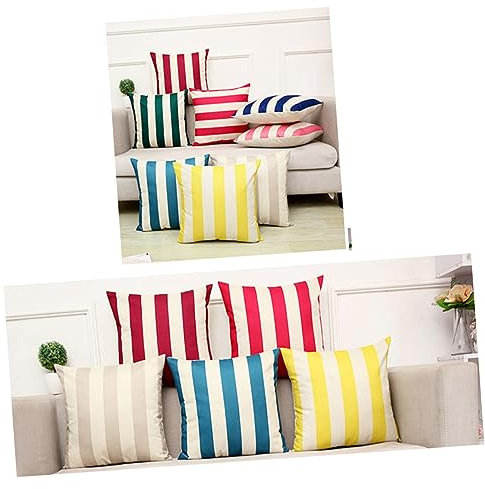 IMIKEYA Kissenbezug Aus Leinen Sofakissenbezug Ohne Füllung Streifenmuster Elegant Und Schick Für Wohnzimmer Und Sofa