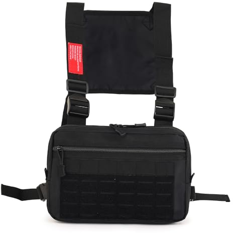 MiOYOOW Sac de Poitrine Tactique, Chest Rig Pack EDC étanche, Sac Gilets à Bandoulière Réglable MOLLE pour les Entraînements, la Course à Pied, le Cyclisme, la Randonnée