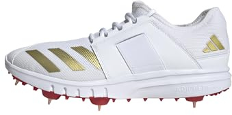 adidas Herren Howzat Spike Cricket-Schuhe, Cloud White/Gold Metallic/Pure Ruby, 48 2/3 EU