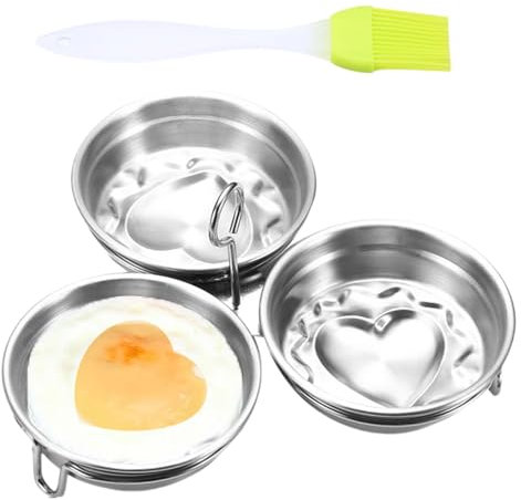 Pochierte Eierbecher, herzförmige Eierform, runde Eierform, antihaftbeschichtet, pochierte Eierbecher für einfaches Kochen, Herz- und runde Eierformen für Frühstück Kreativität