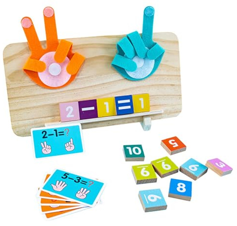 Xinhuju Jouet mathématique pour comptage des doigts, jouets d'apprentissage des mathématiques préscolaires, tableau éducatif de comptage des doigts pour apprendre les mathématiques