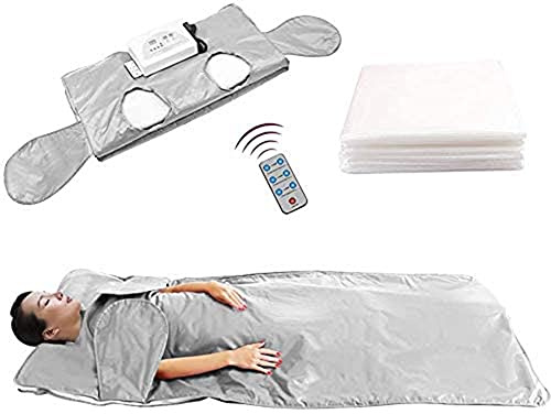 Massager Slimming Machine, Weight Loss Sauna Blanket Remote Control FIR Slimming Heat Body Shaper Digital Detox Therapy Sauna Blanket with 50Pcs Bath Bag for Beauty Salon, Home Use