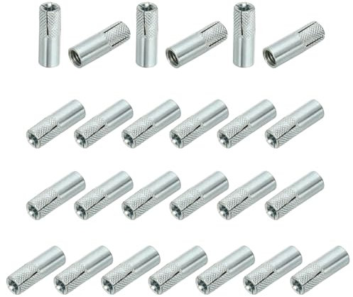 PATIKIL M8 Einschlaganker, 25 Stück verzinkter Kohlenstoffstahl massiver gerändelter Betonanker interne Zwangsausdehnungsschraubenbolzen für massiven Beton Trockenbau, Silber