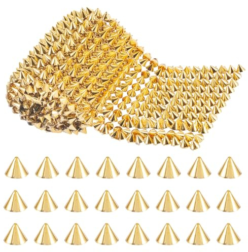 Spritewelry Remaches de malla para coser en puntas, 1 yarda, con parte trasera plana, remaches de malla, cinta de costura con cuentas para ropa, decoración de fiestas, manualidades, color dorado