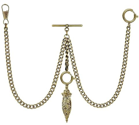 BOSHIYA Doppel Albert Goldene Taschenuhrkette, Taschenkette Für Männer, Taschenuhrkette Mit Laterne Anhänger, Verstellbare Länge