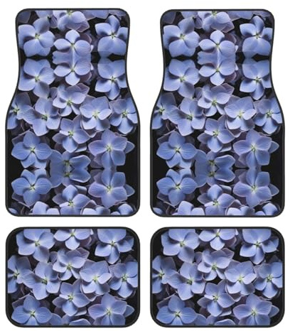 Lot de 4 tapis de voiture mauve motif hortensia, imperméable, résistant aux taches et à l'usure, universel pour voitures, SUV, camions