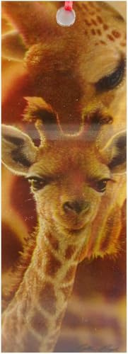 3D Wackel Lesezeichen Giraffe küßt Baby 15,5 cm Design Bookmarks mit Kordel Deko GFTLZ K 23