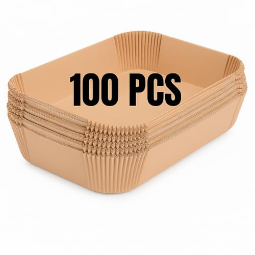 Disposable Air Fryer Liners, 100PCS Parchment Paper Liners Compatible with Ninja, Keplin, Tower & Breville Dual