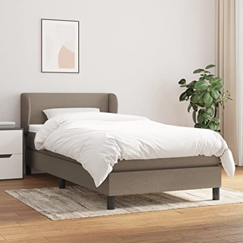 Frdhee Doppelbett Seniorenbett Bettrahmen,Boxspringbett mit Matratze Taupe 90x200 cm Stoff,Bett Für Gästezimmer Schlafzimmer,Leichte Montage, Umfangreicher Stauraum