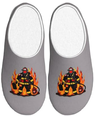JBJGKHLP Firefighter Fireman Print Washable Slippers Unisex flip flops with TPR Sole Cute Hotel shoes for Guestss
