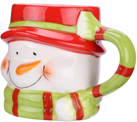 FOMIYES Tazza da Caffè in Ceramica Pupazzo di Neve Natalizio, Tazza da Latte Creativa per Colazione, Set per Bevande Caldo e Freddo, Decorazione Festiva per Casa e Ufficio, Colore Casuale