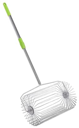 Vvikizy Tennisbollsamlare, Rullplockare i Rostfritt Stål med Teleskopiskt Handtag för Enkel Förvaring, Multifunktionellt Trädgårdsredskap för Tennisbanor och Fruktinsamling (L)