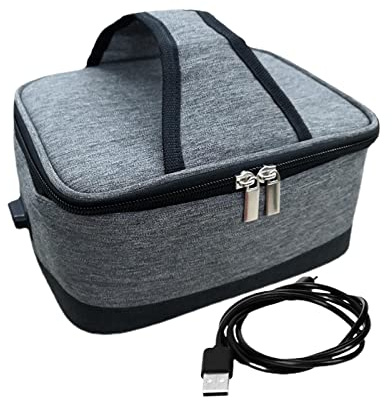 rockible Scaldavivande USB con Sacchetto Isolante con Cerniera, Borsa Termica Elettrica per, Ideale per Cucinare in Auto, Lavorare E Viaggiare, GRIGIO