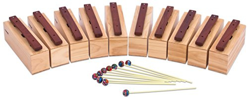 Betzold Musik - Satz mit 10 Bass-Klangbausteinen und 10 Schlägeln, von c- c1 mit fis und b, Musikschule Musikalität fördern Kinder Musik-Unterricht Schule