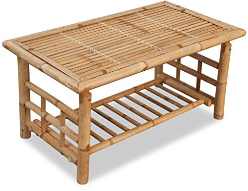 vidaXL Table Basse Table d'appoint Table de Salon Bambou 90 x 50 x 45 cm