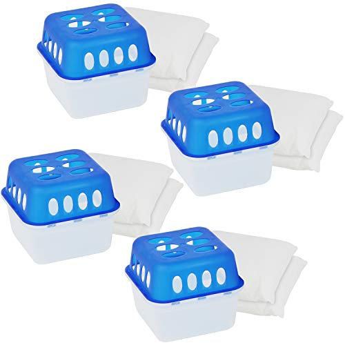 com-four® 4x déshumidificateurs avec 3,2 kilogrammes de granulés de remplacement dans un sac de recharge, déshumidificateur sans électricité (04 pièces - 400g)