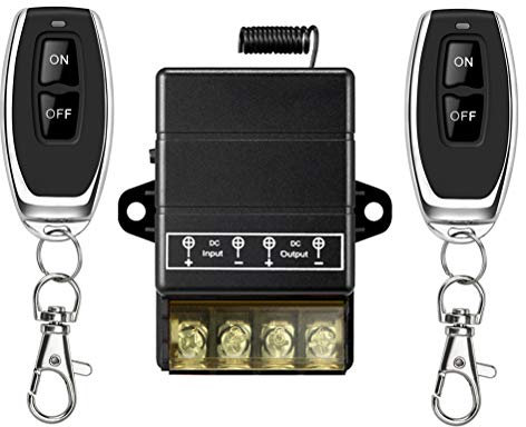 YETOR Fernbedienung Schalter,DC 12V / 24V / 48V / 72V / 40A Relais Fernschalter f¨¹r Diebstahlwarnsysteme, Rolltorschleusen usw (Black)