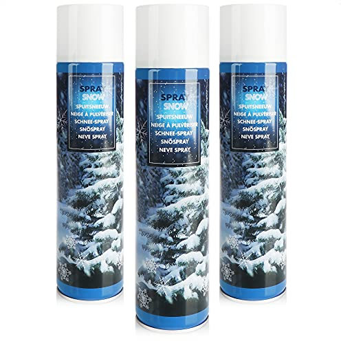 com-four® 3X Kunstschnee - Spraydose mit Dekoschnee - Schneespray zum Dekorieren zu Weihnachten (03 Stück - 300ml/Schnee)